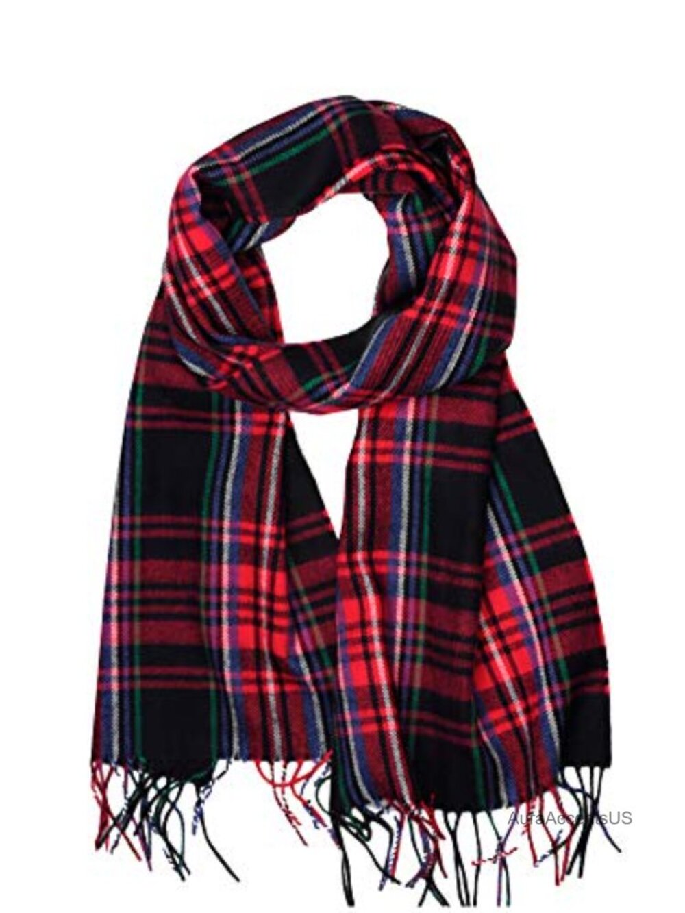 Classic Soft Winter Plaid Scarf with Fringe Ends - 100% Acrylic